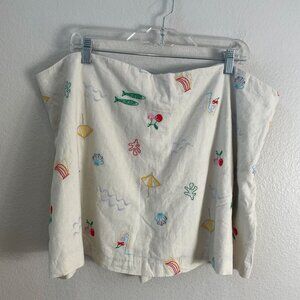 NEW Gap Womens Plus XXL Embroidered Linen Blend Skort Summer Beach Themed
